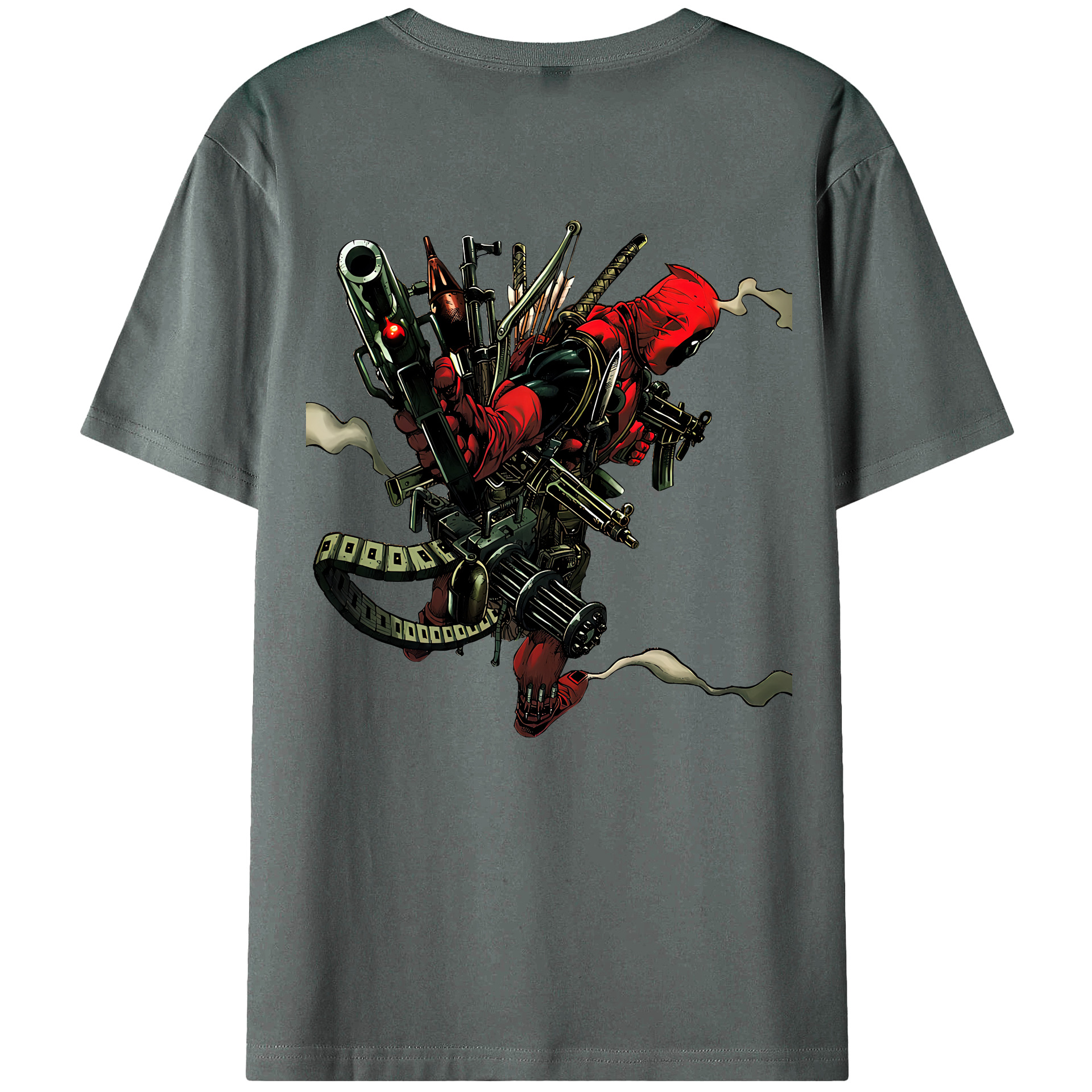 （画像用） Deadpool デッドプール 綿100％ メンズ半袖Tシャツ（バックプリント） 通気性